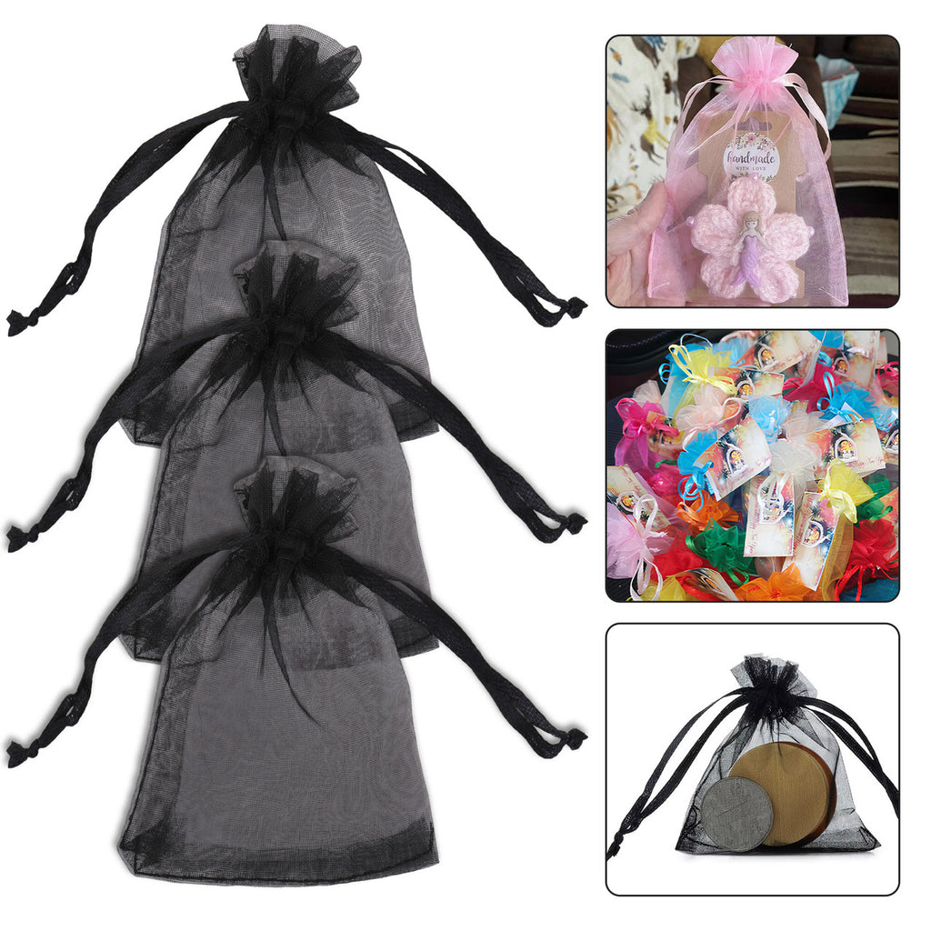 Organza Bags - 7cm x 9cm - 100pcs - Black