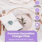 Round Charger Plate - Clear with Rose Gold Trim x 6