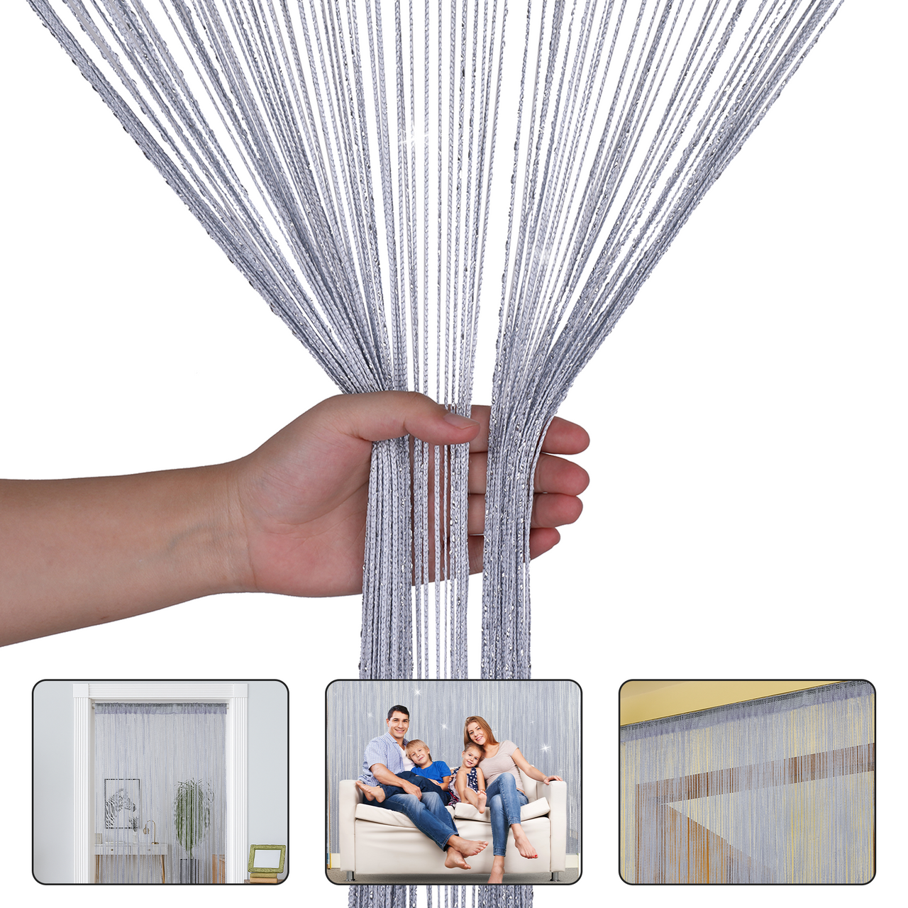 String Curtain Panel - Silver