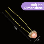 Pearl Flower Hair Pins (10pcs) - Pink