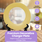 Round Charger Plate - Checkered Gold x 6