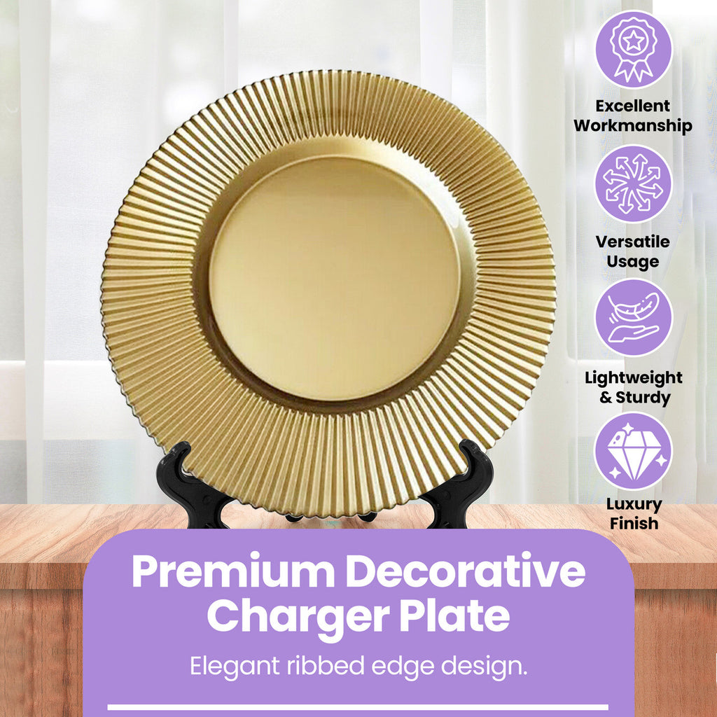 Gold 13" Round Charger Plate x 6
