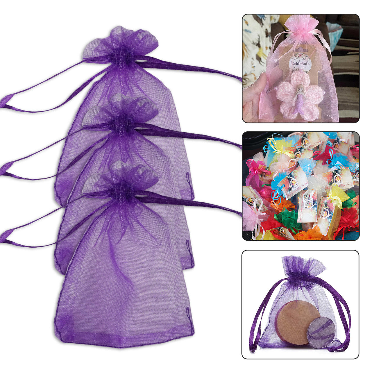 Organza Bags - 7cm x 9cm - 100pcs - Purple