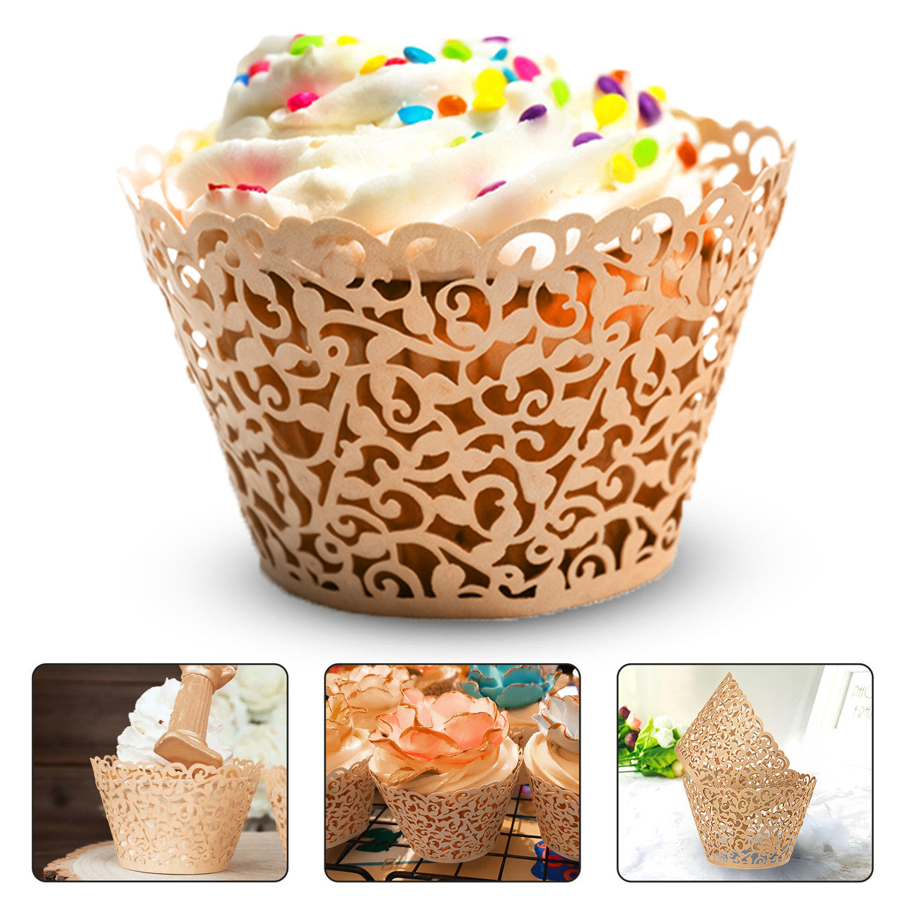 25x Laser Cut Cupcake Wrappers - Ivory