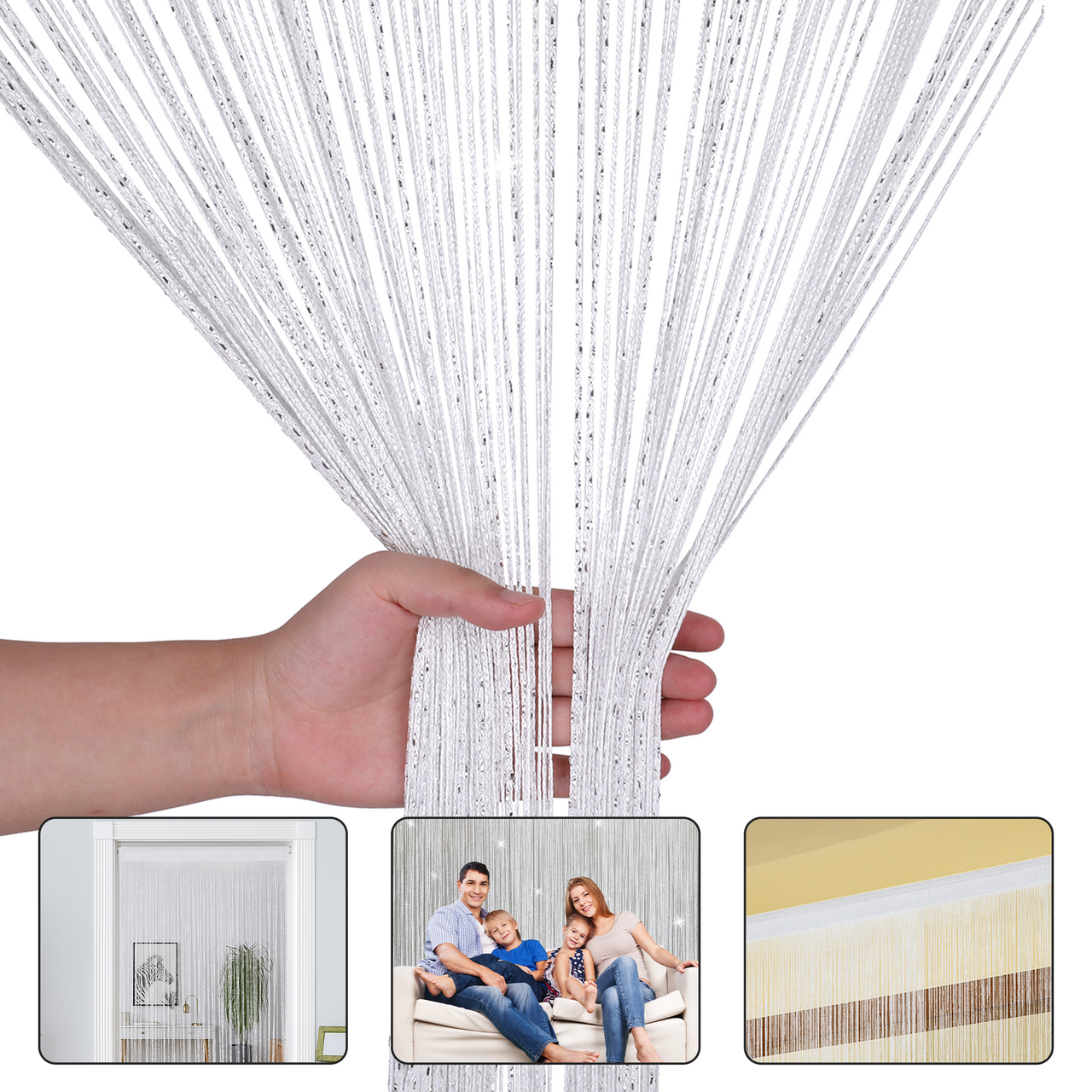 String Curtain Panel - White