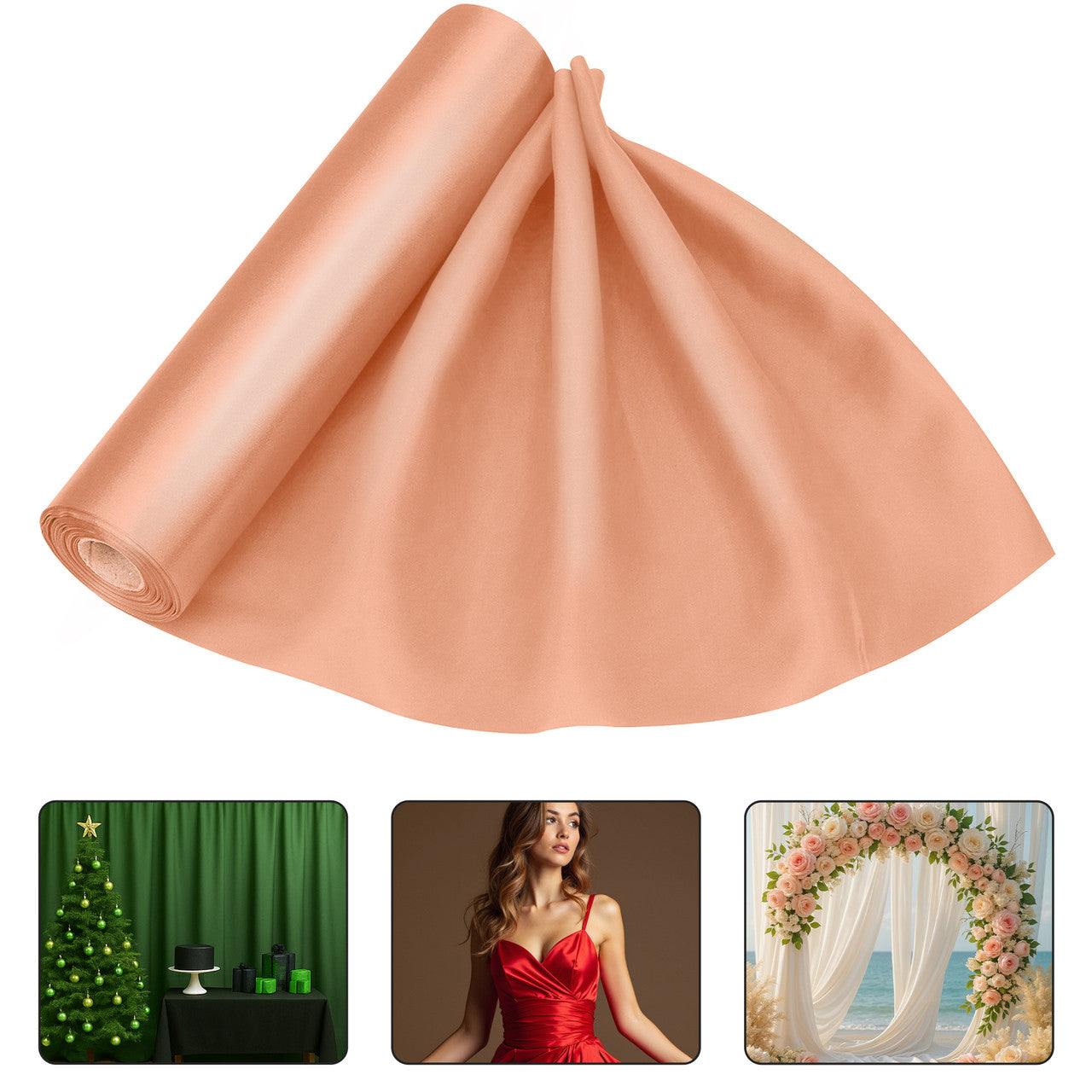 Peach Satin Fabric Roll