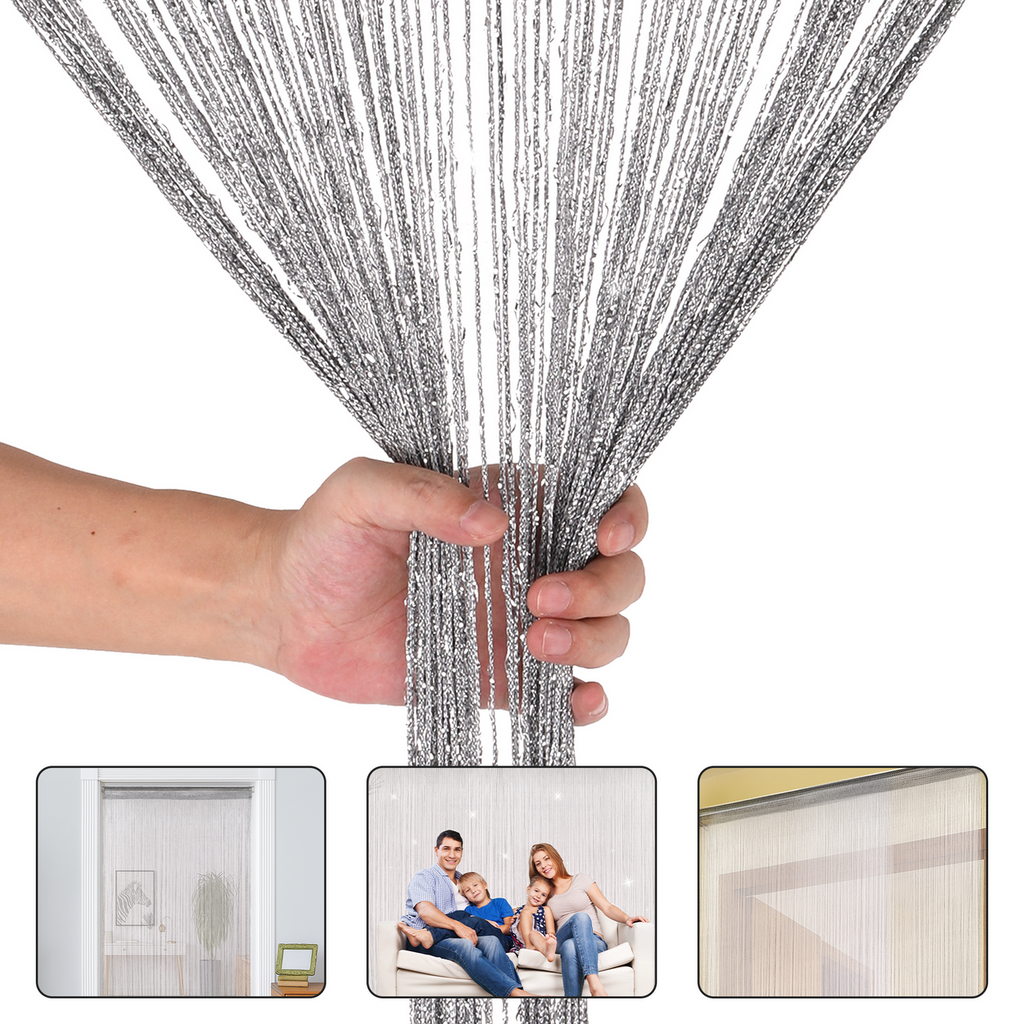 String Curtain Panel - Dark Silver
