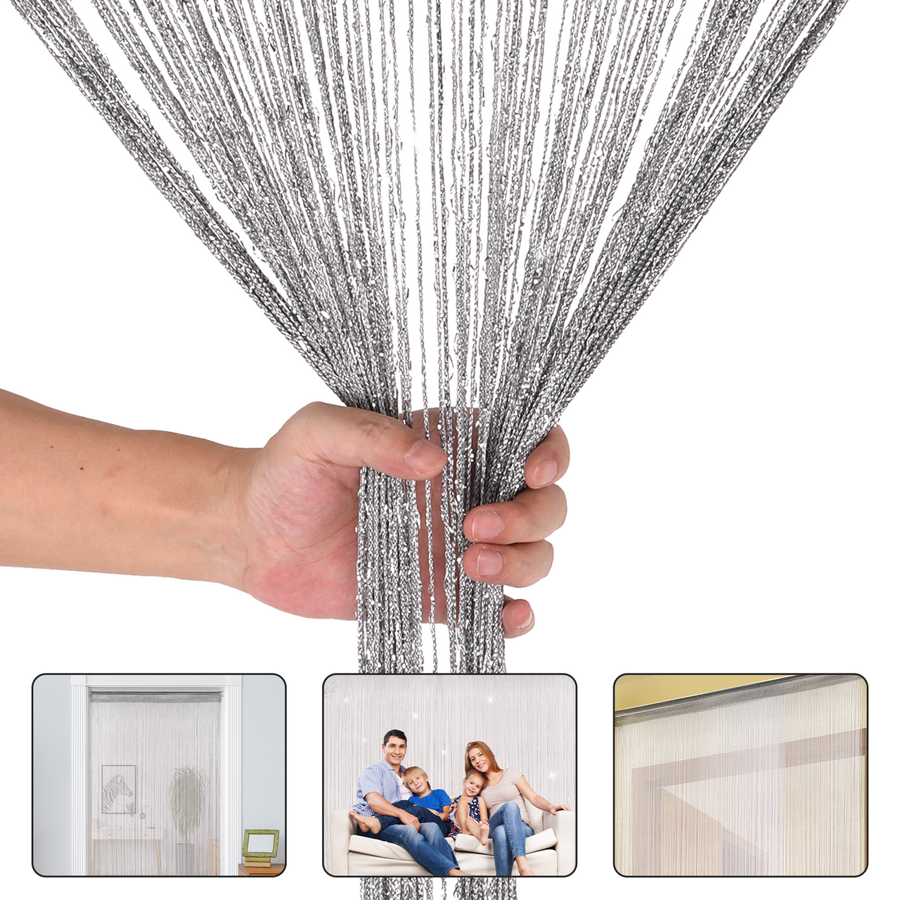 String Curtain Panel - Dark Silver