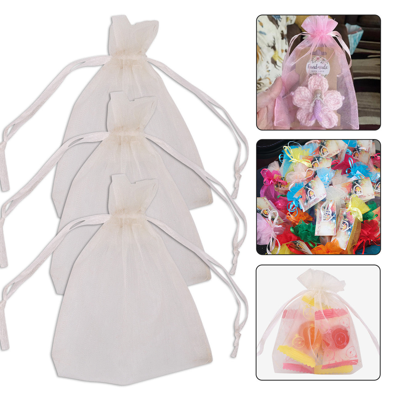 Organza Bags - 7cm x 9cm - 100pcs - Ivory