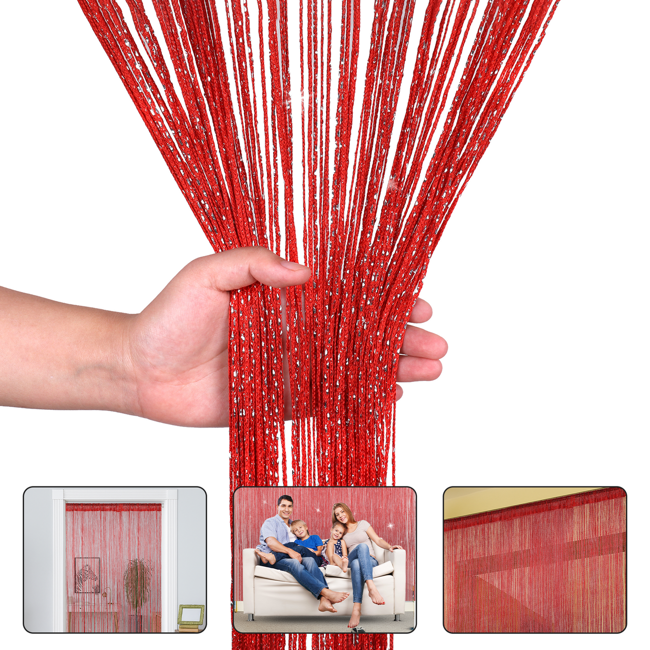 String Curtain Panel - Red