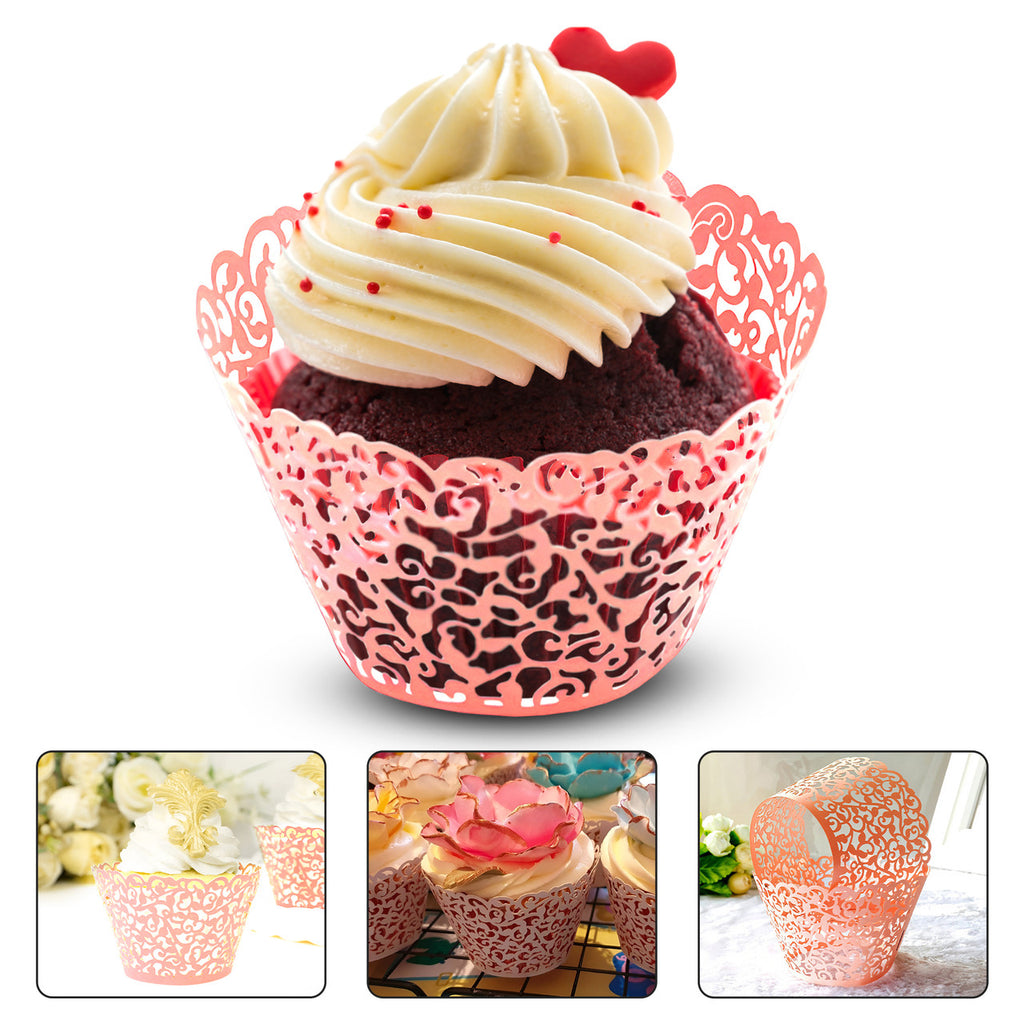 25x Laser Cut Cupcake Wrappers - Red