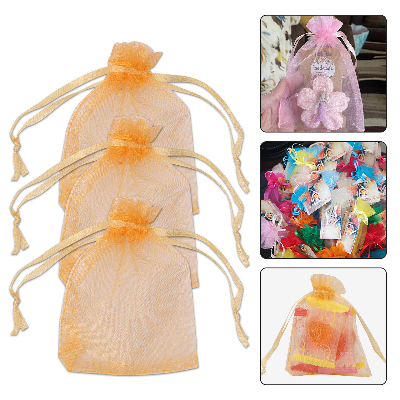 Organza Bags - 7cm x 9cm - 100pcs - Gold