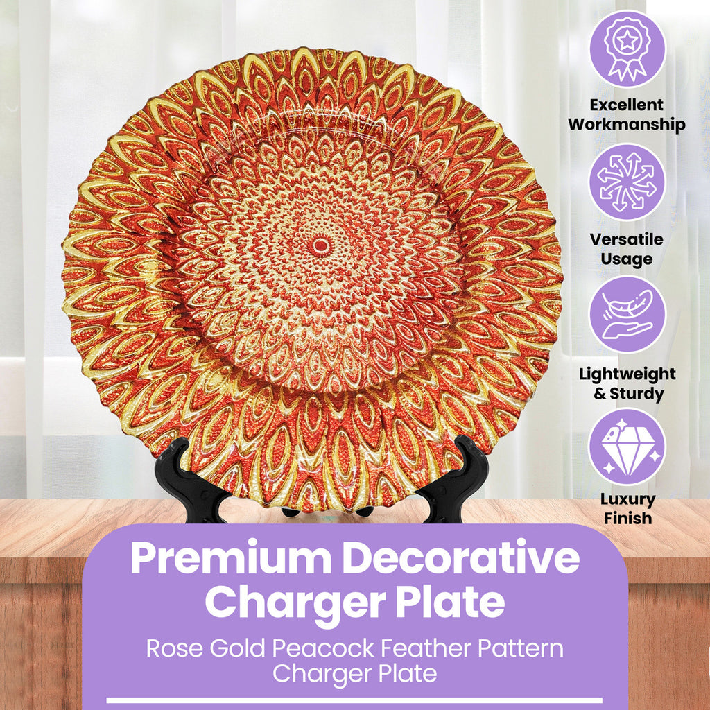 13" Round Charger Plate - Peacock Red