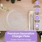 13" Round Charger Plate - Clear with Gold Beads