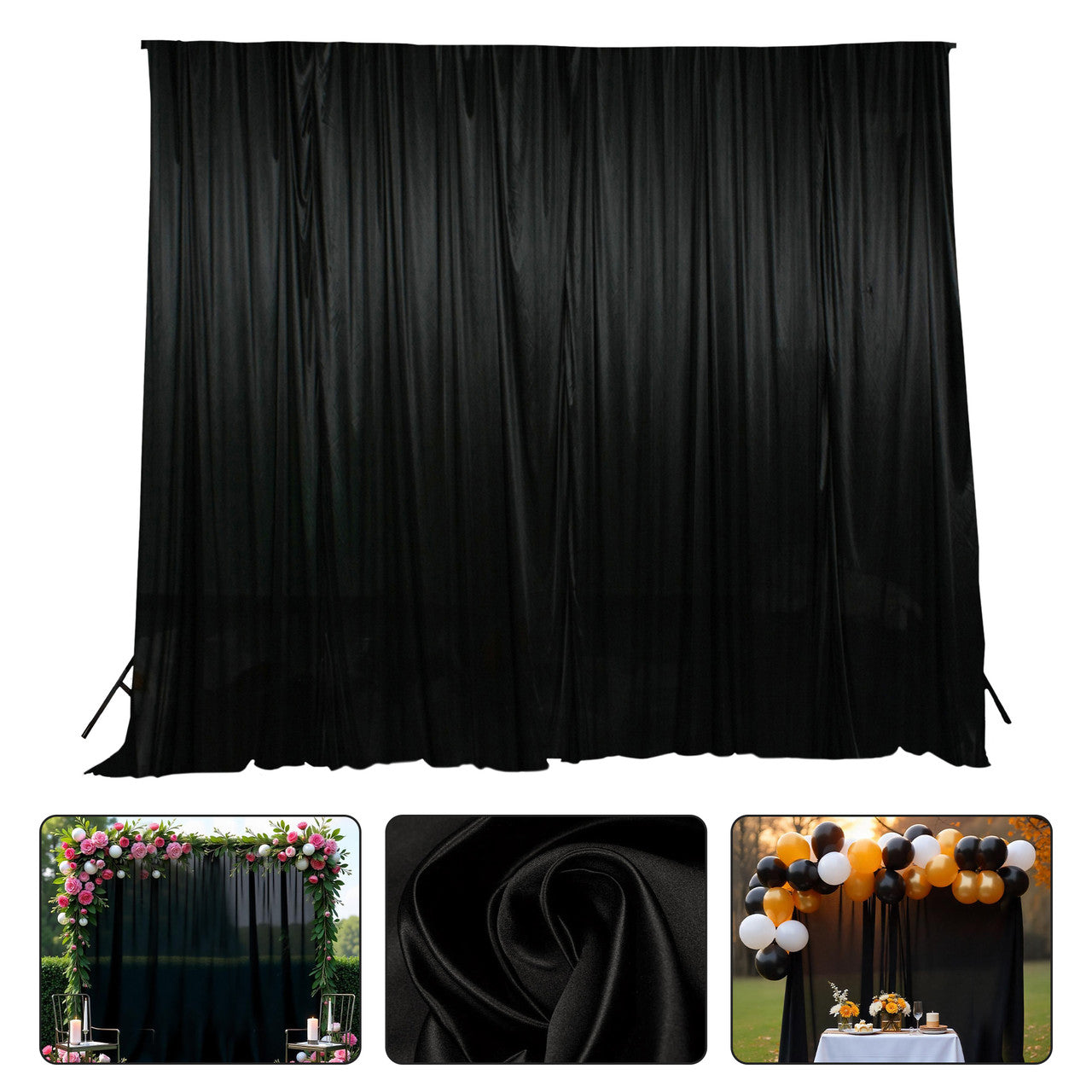 100GSM Ice Silk Photography Backdrop (No Swag) - Black