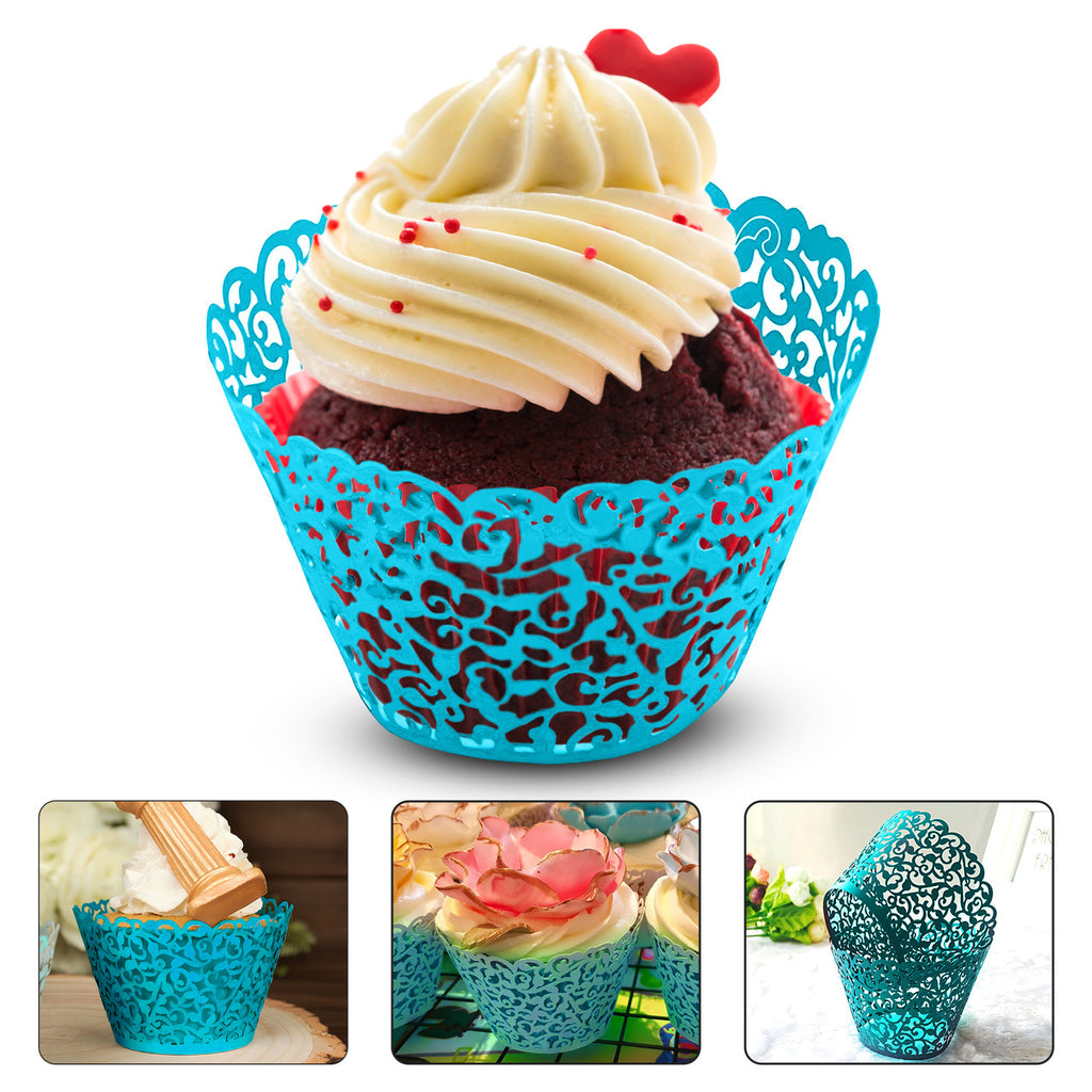 25x Laser Cut Cupcake Wrappers - Blue