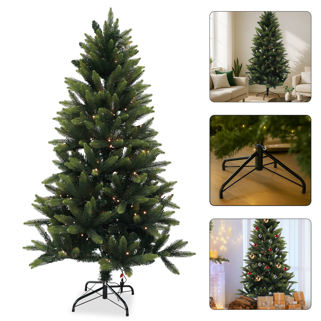 Nordic Christmas Tree with Warm White Lights - 4ft/5ft/6ft