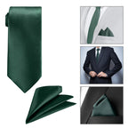 Dark Green Tie and Handkerchief