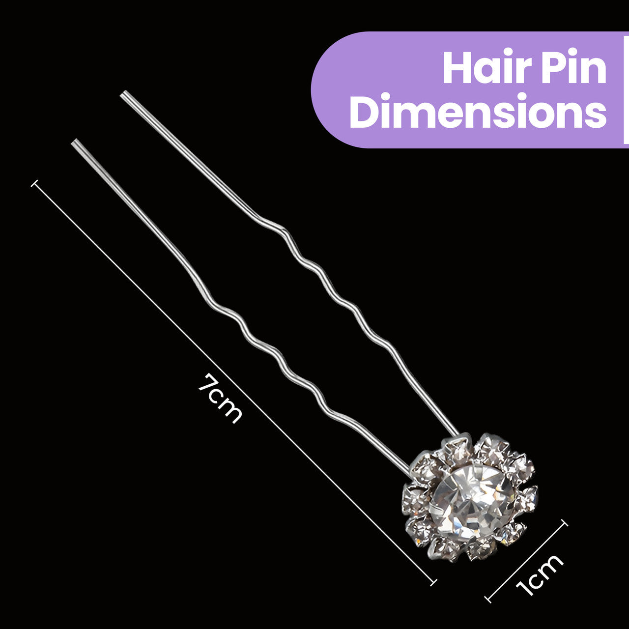 Diamante Flower Design Hair Pins - 10pcs