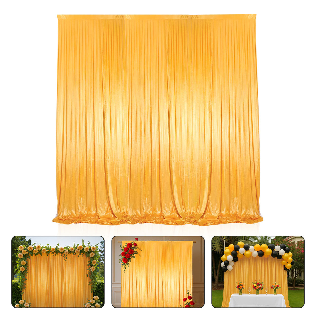 100GSM Ice Silk Photography Backdrop (No Swag) - Gold