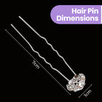Diamante Round Flower Hair Pins - 10pcs