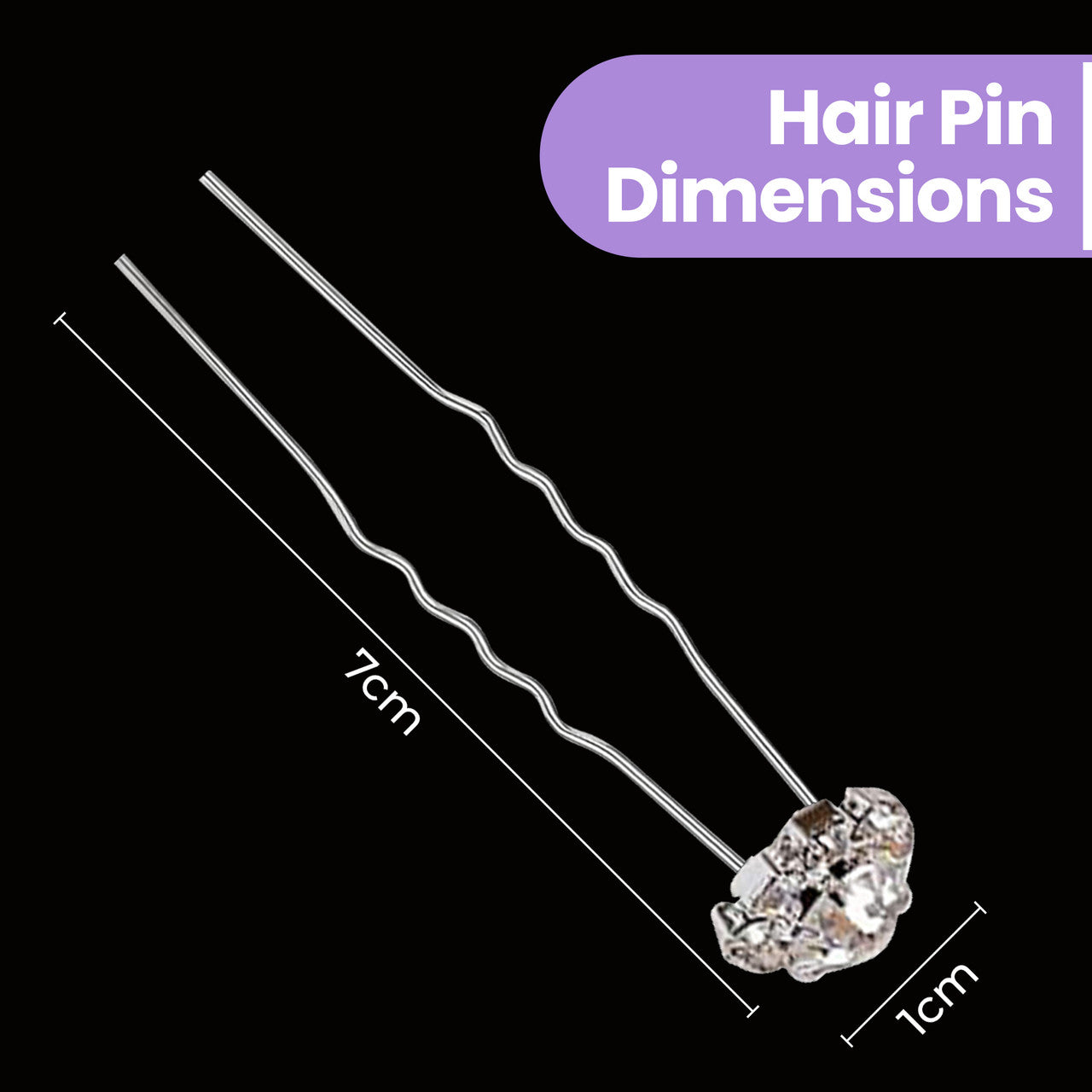 Diamante Round Flower Hair Pins - 10pcs