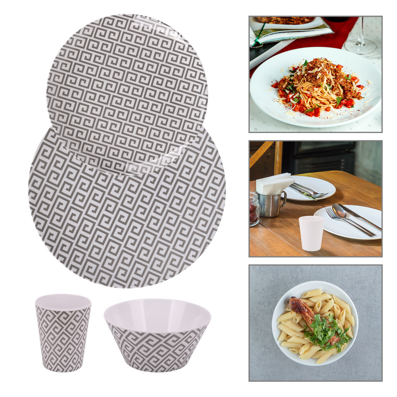Geometric Design Melamine BBQ and Party Set - 16pcs