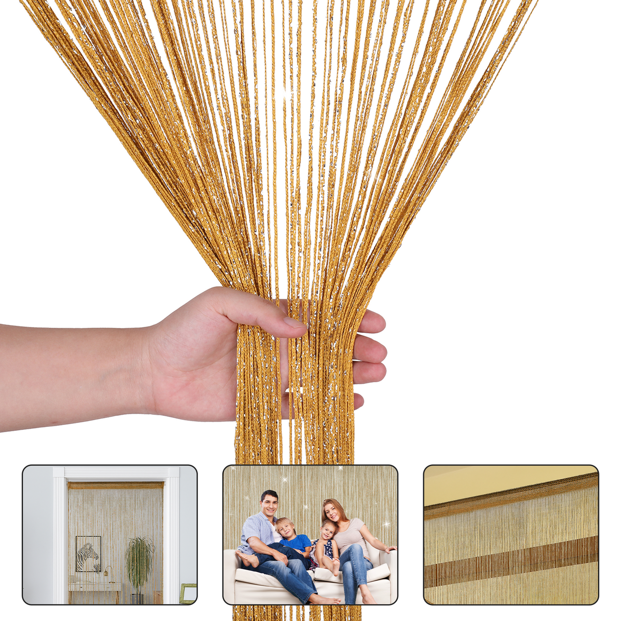 String Curtain Panel - Gold