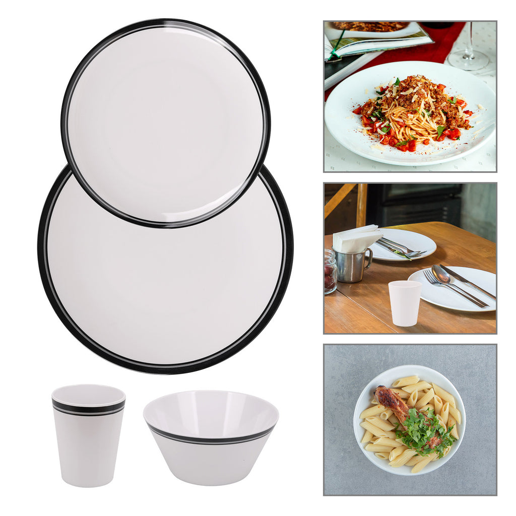White and Black Design Melamine BBQ and Party Set - 16pcs
