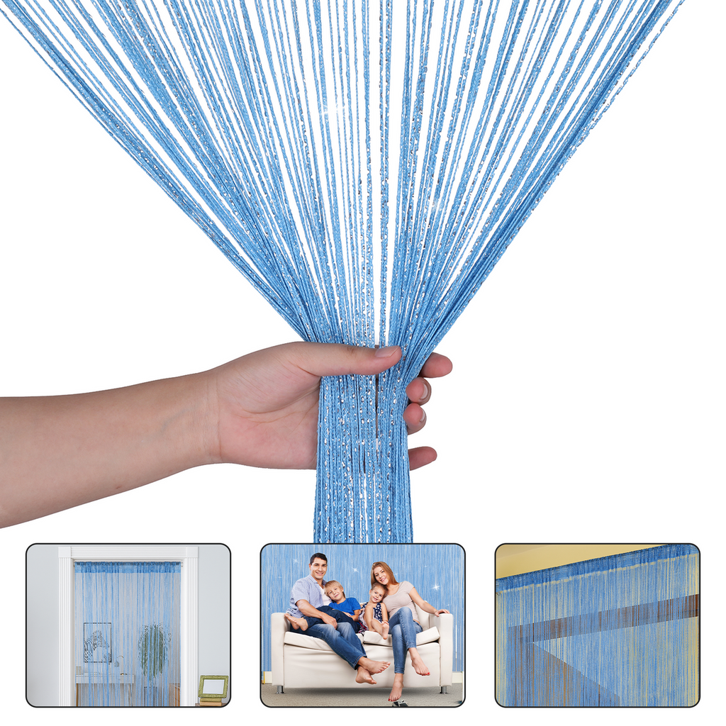 String Curtain Panel - Sky Blue