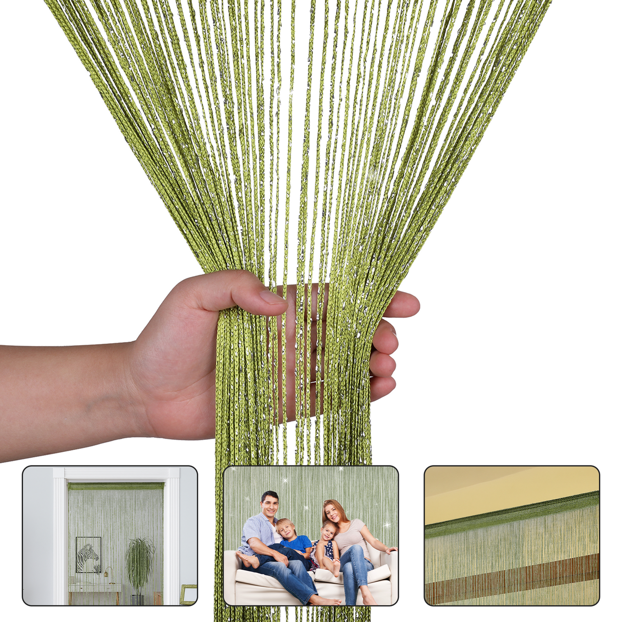 String Curtain Panel - Green