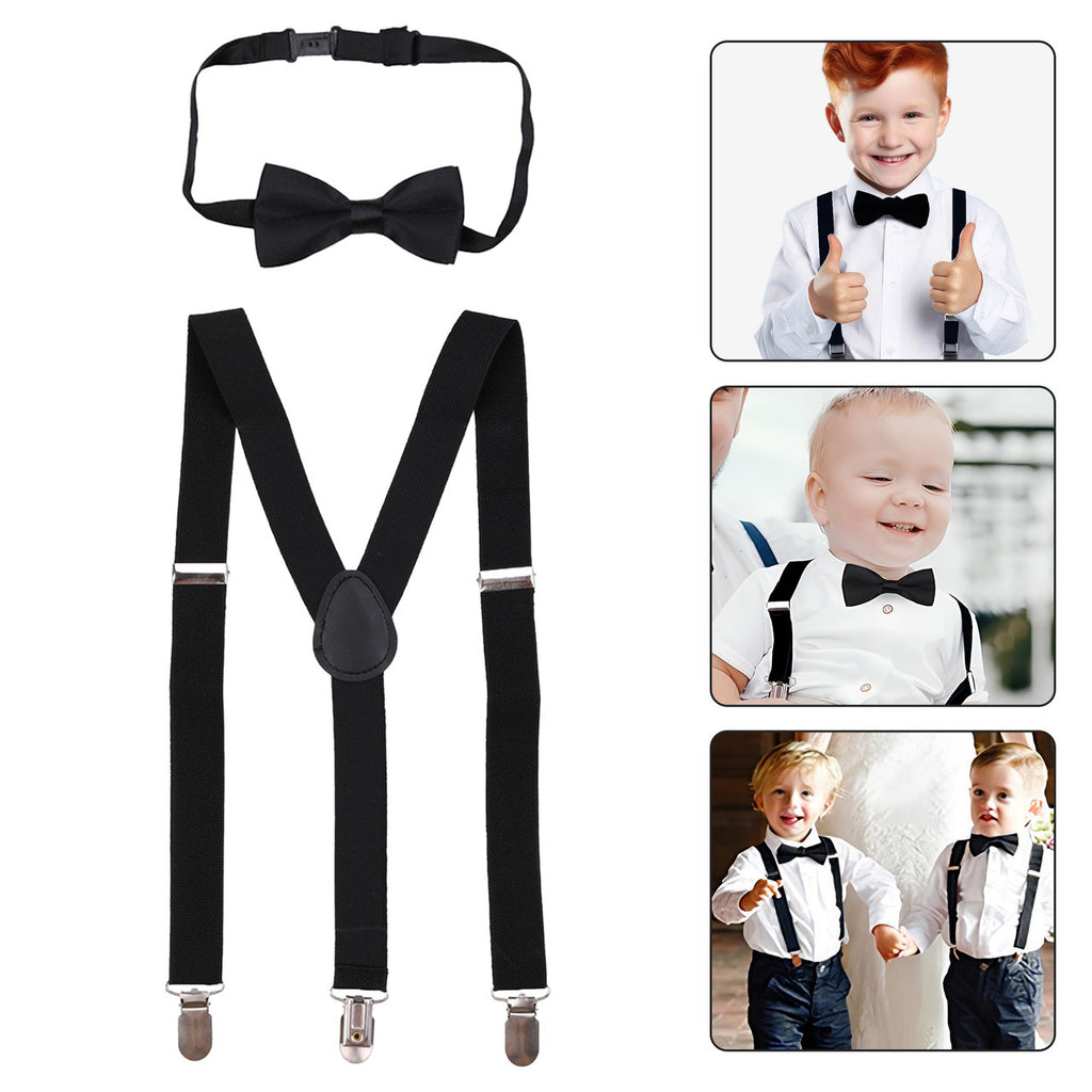 Kids Braces with Bow Tie - 25mm - Black