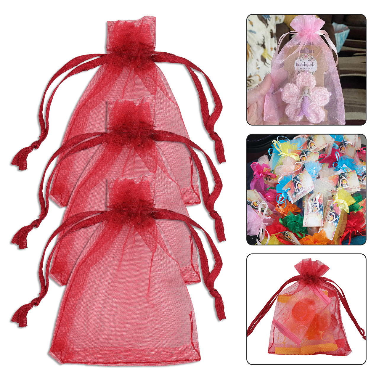 Organza Bags - 7cm x 9cm - 100pcs - Burgundy