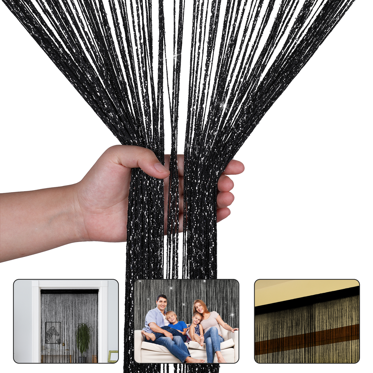 String Curtain Panel - Black