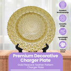 13" Round Charger Plate - Peacock Gold