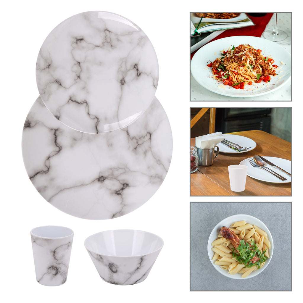Marble Design Melamine BBQ and Party Set - 16pcs