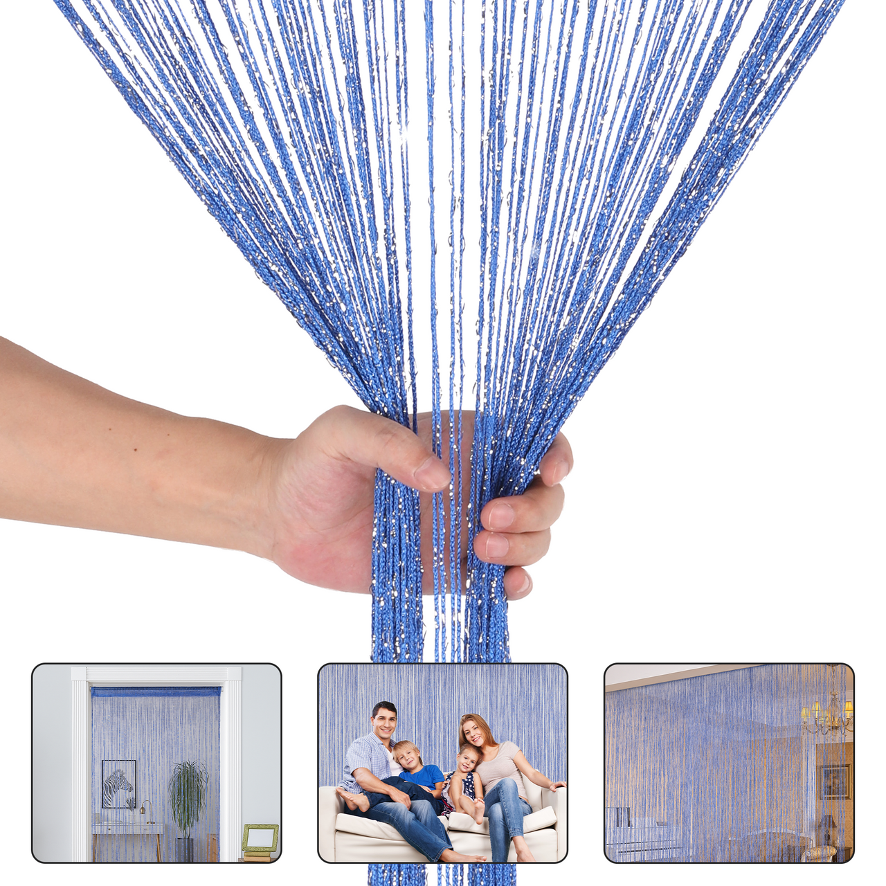 String Curtain Panel - Royal Blue