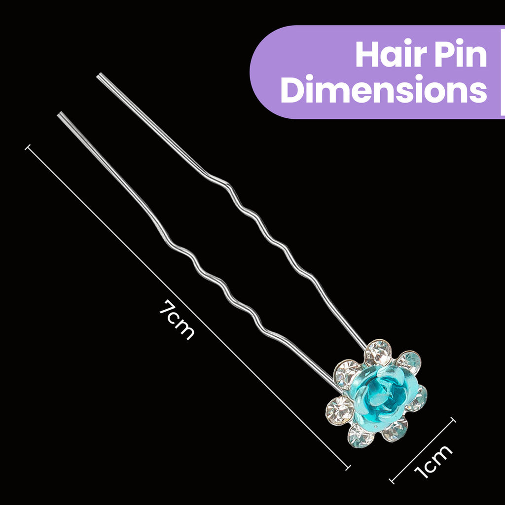 Flower Crystal Hair Pins - 10pcs