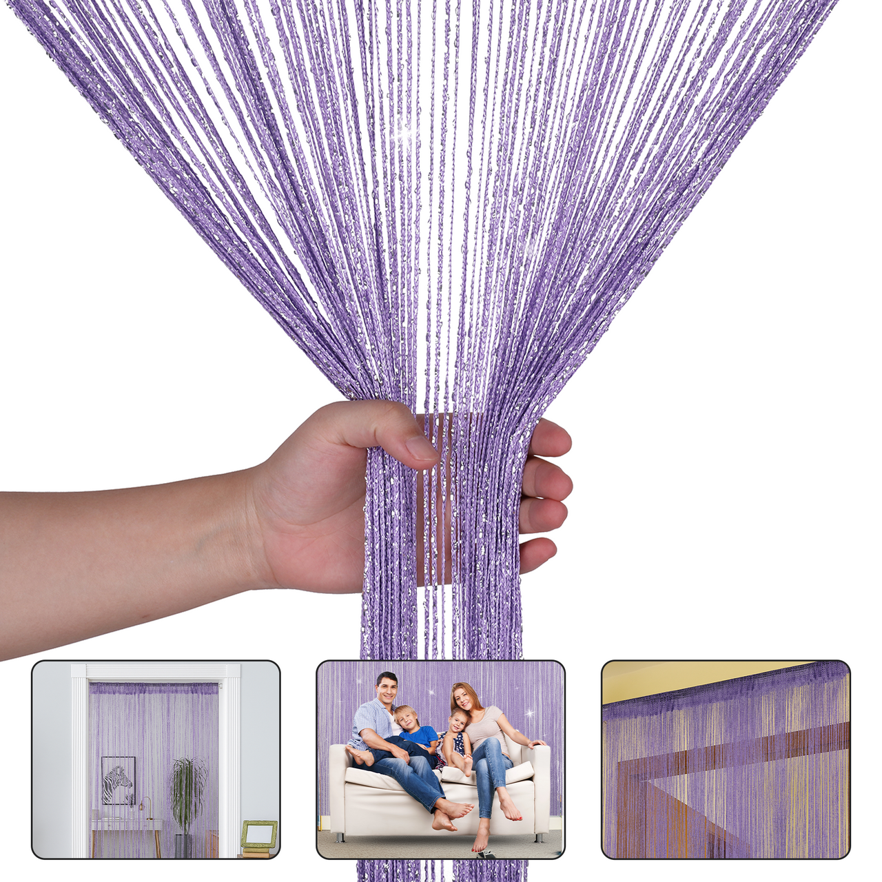 String Curtain Panel - Light Purple
