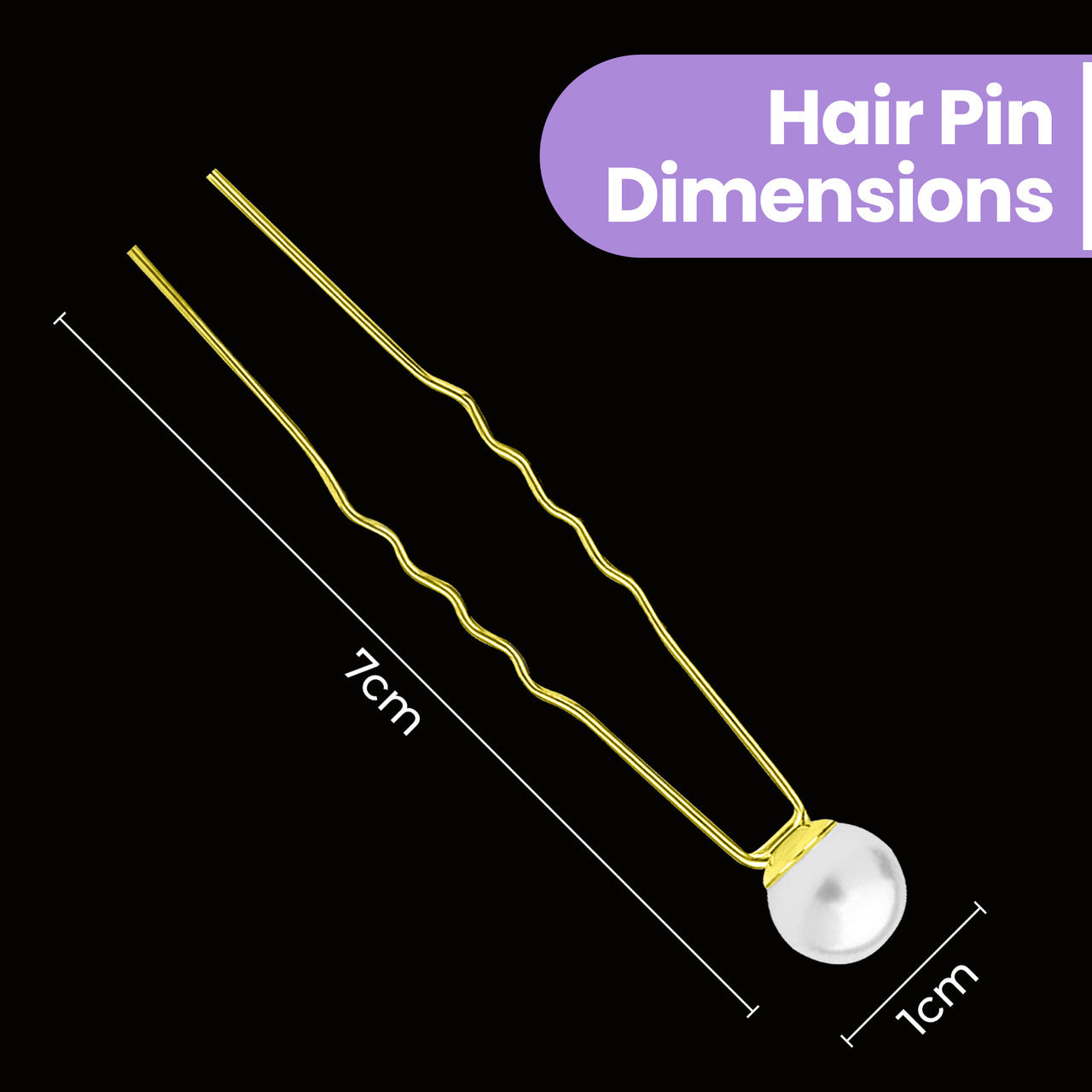 18pcs Mixed Sizes Pearl Hair Gold Pins