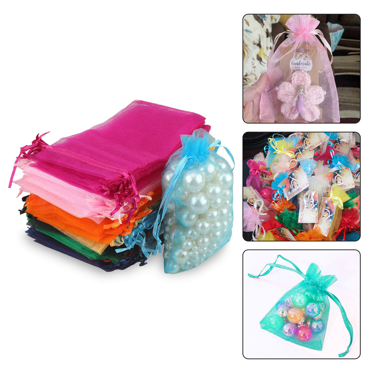 Organza Bags - 7cm x 9cm - 100pcs - Mixed Colours