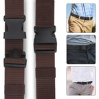 Webbing Canvas Belt with Plastic Clip Buckle - Brown