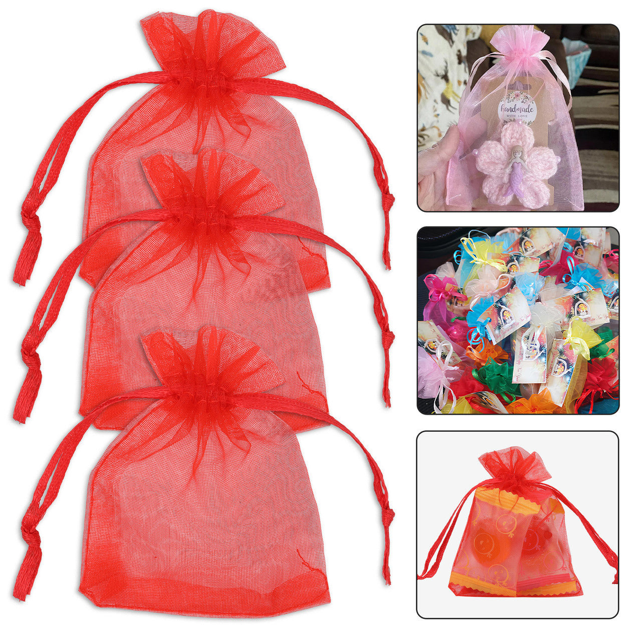 Organza Bags - 7cm x 9cm - 100pcs - Red