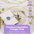 Round Charger Plate - Clear with Gold Trim x 6