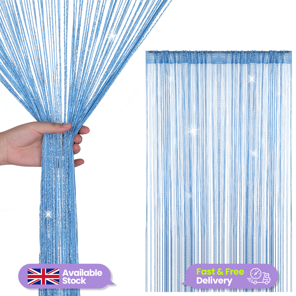 String Curtain Panel - Sky Blue