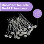 Diamante Round Flower Hair Pins - 10pcs