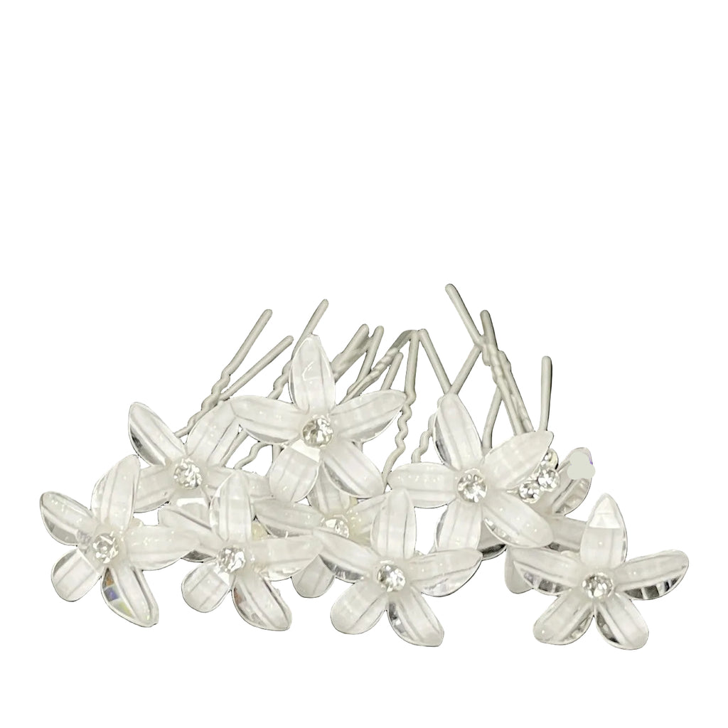 Vintage Pearl and Crystal Flower Bridal Hair Pins