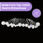 18pcs Mixed Sizes Pearl Head Silver Hair Pins