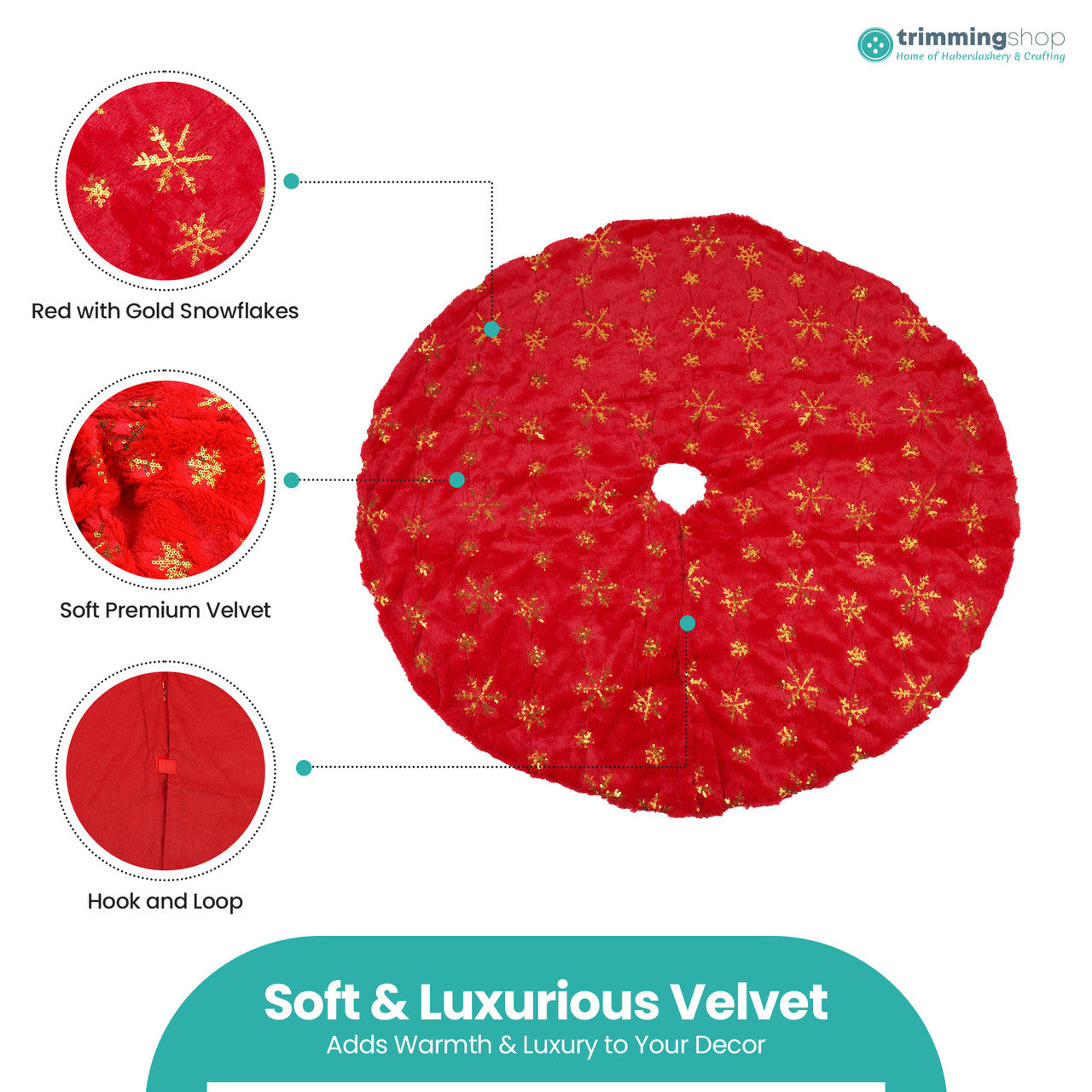 Snowflake Design Velvet Christmas Tree Skirt – 1M