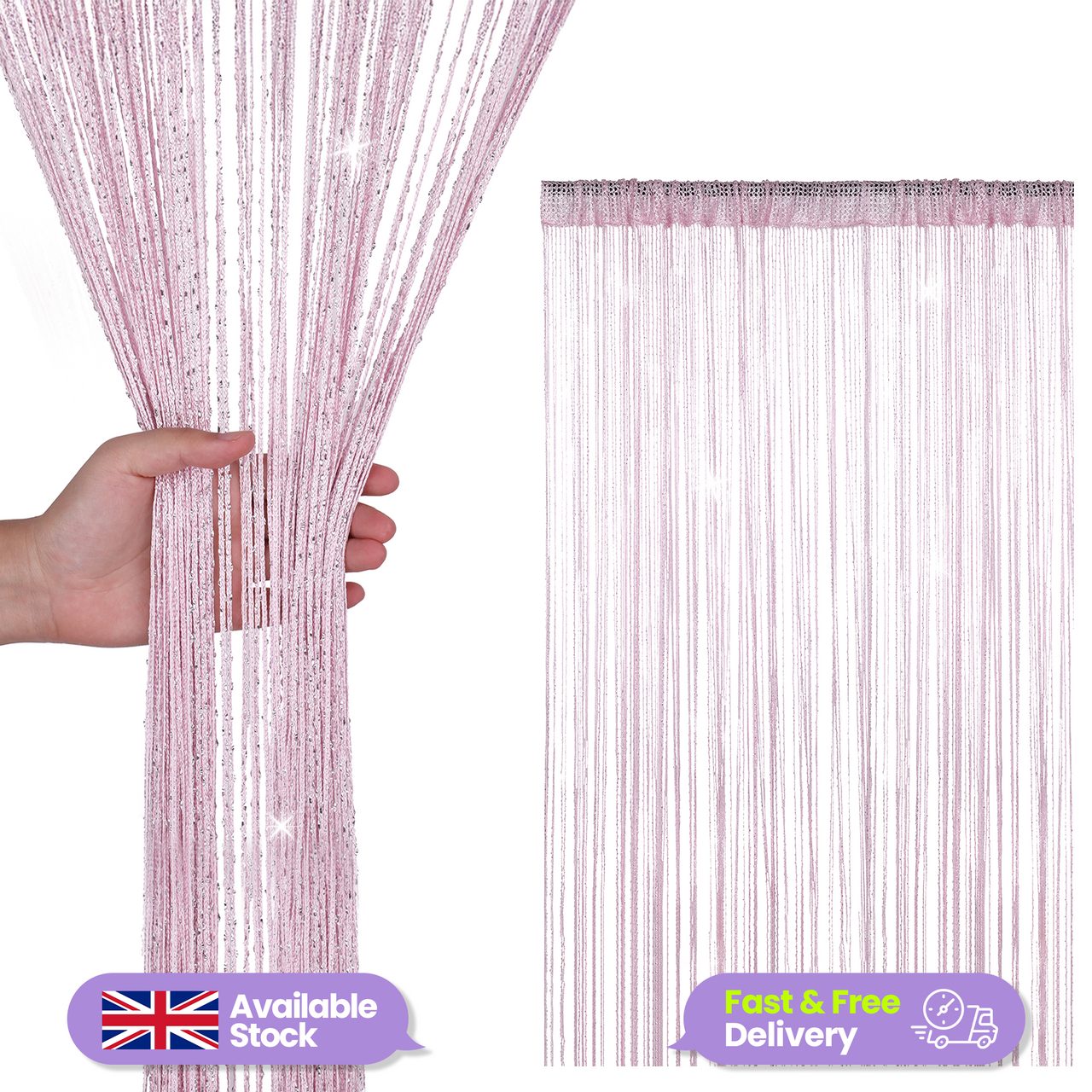 String Curtain Panel - Pink